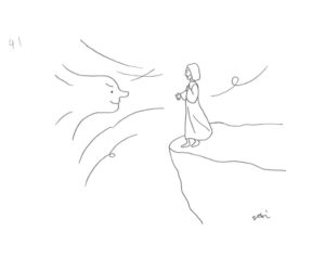 2021年1・2・3月号　41課　モノクロイラスト