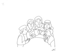 2020年10・11・12月号　35課　モノクロイラスト