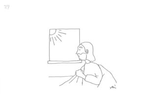2020年10・11・12月号　37課　モノクロイラスト