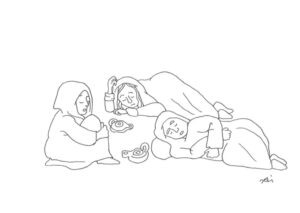 2021年1・2・3月号　49課　モノクロイラスト