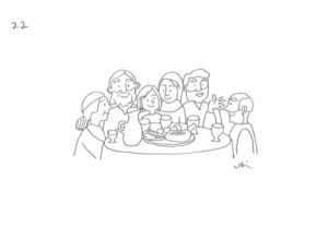 2020年7・8・9月号　22課　モノクロイラスト